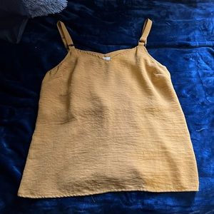Mustard yellow tank top with circle loop on shoulder